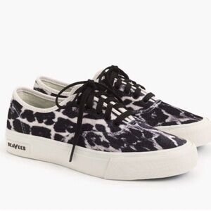 Seavees for J.crew • legend sneaker in leopard velvet J9125